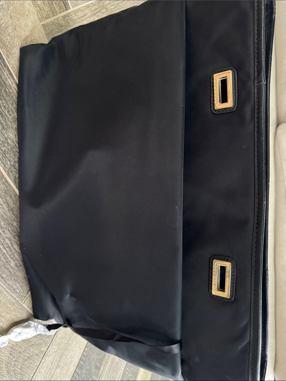 Lo & Sons Black Nylon Tote with Gold Hardware Accents